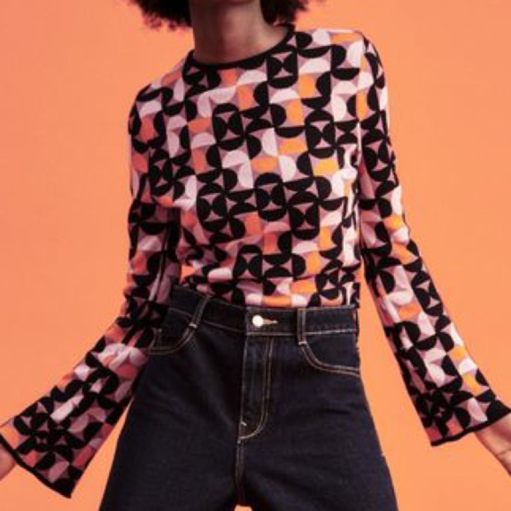 Zara Geometric Jacquard Knit Sweater